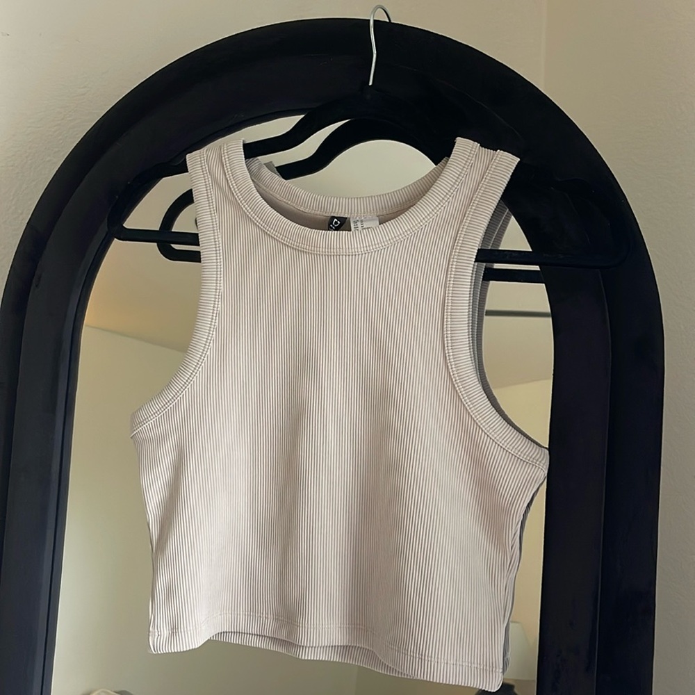 Beige Ribbed Crop Top - Picture 2 of 2